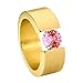 Produktbild Heideman Ring Damen Turris aus Edelstahl gold farbend matt Damenring für Frauen mit Swarovski Stein Zirkonia pink im Brillant Schliff 7mm