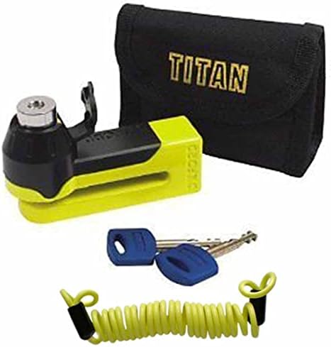 Oxford Products OX795 OF51 Security Bicycle Motorbike Motorcycle Pouch Reminder, Titan Disc-Lock Yellow + 1.5M Cable
