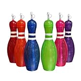 Large Bowling Pin Water Bottles Assorted Colors - 6 Pack