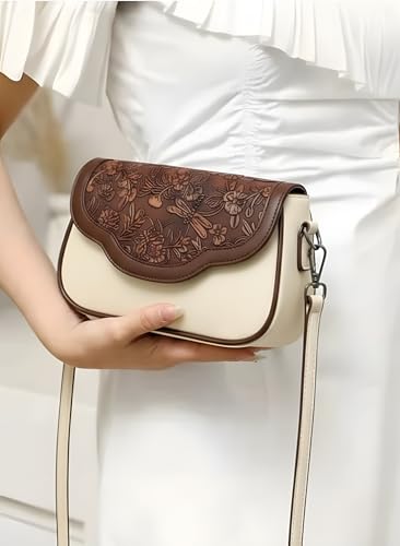 Image of Floral Embossed Crossbody Sling Bag Small Shoulder Handbag for Daily Use Travel & Shopping Phone Purse with Adjustable Strap Lightweight Trendy Bag for Ladies & Girls