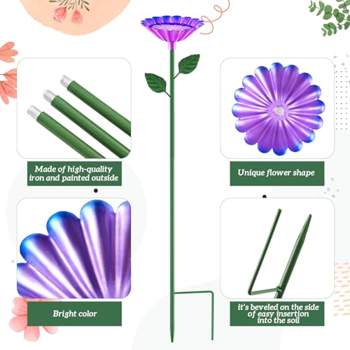 Tandefio 1 Pcs Bee Bath Watering Station 25 x 2. 6 Inch Metal Vivid Flower Bee Feeder in Garden Butterfly Feeder for Outside Colorful Butterfly Bath Bowl for Bird Thirsty Pollinators Yard(Purple)