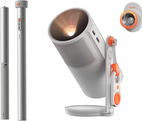 XGIMI MoGo 4 Vidéoprojecteur Portable 2025 avec Trépied PowerBase, 5 Heures de Lecture, Compatible avec Google TV avec Netflix sous Licence, Rotation à 360°, 450 lumens ISO, 2 x 6 W Harman Kardon