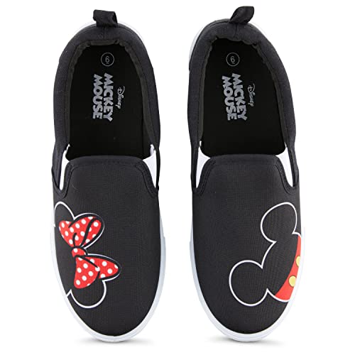 Disney Ladies Mickey and Minnie Shoes - Ladies Classic Mickey and Minnie Mouse Slip On Sneakers Mickey and Minnie Mouse Canvas Slip On Sneakers2