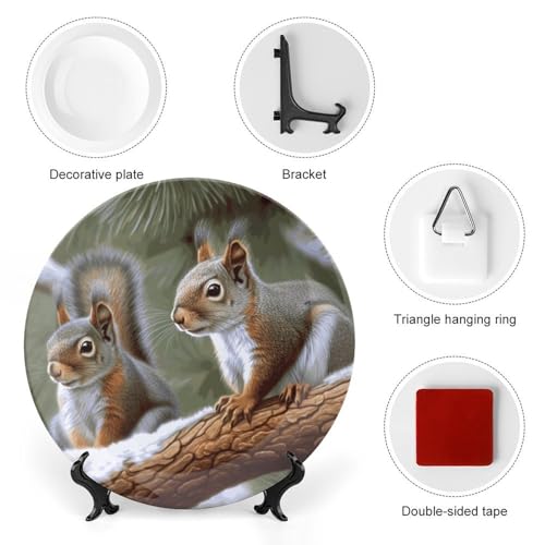 Plato decorativo Little Squirrel de porcelana de hueso blanco miniatura 3