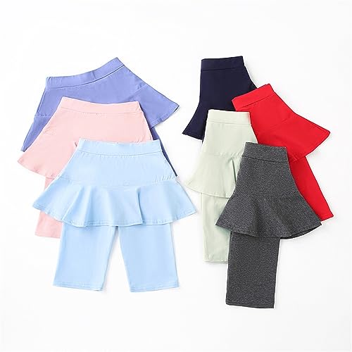Kids Girls Knee-Length Leggings with Skirt 2 Pack Summer Stretchy Athletic Pants for Girl 3－11 Years Girl3