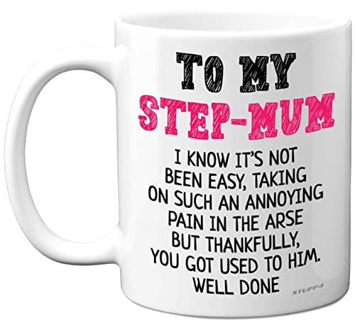 Stuff4 Step Mum Gifts - Well Done - Step Mum Birthday Mug Present from Daughter Son Mothers Day Mug Gifts Christmas Day Secret Santa Gift 11oz Ceramic Dishwasher Safe Coffee Cup