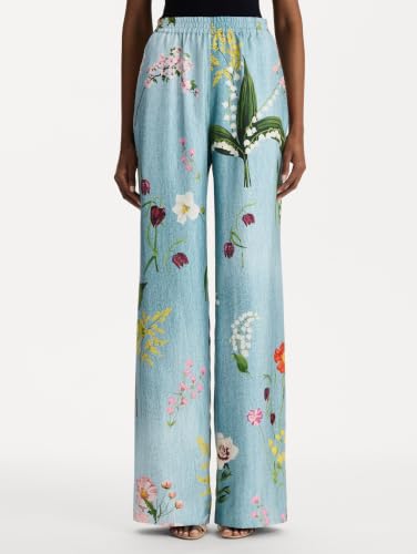 Oscar De La Renta, Mixed Botanical Silk Twill Pant — view 3