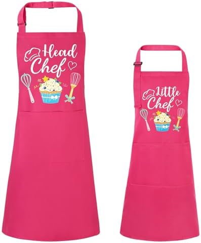 Conjunto de 2 aventais combinando para adultos e crianças, aventa...