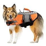 Dog Life Jacket Swimming Vest, Adjustable Dog Flotation Vest High Reflective Pet Life Preserver with