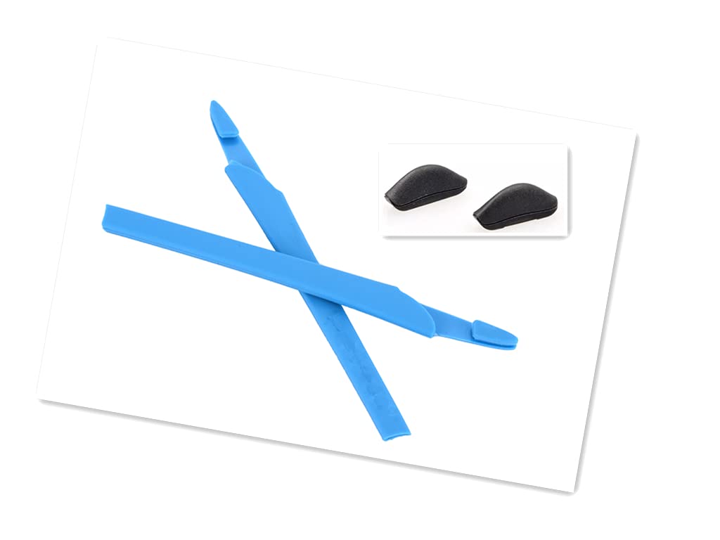 NicelyFit Set of Replacement Temple Arm Socks and Nose Pads for Oakley Crosslink Glass Frames OX8118 OX8027 OX8029 OX8030 OX8031 OX8033 OX3149 OX3128 OX3150 (Blue)