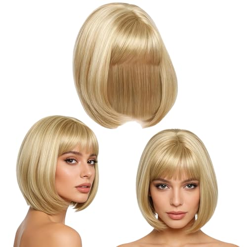 Blonde Bob Wigs for Womens Short Blonde Wigs for Women Modern Design Short Wig for Women 30cm Blond Wig for Womens for Daily Styling and Other Special Scenarios