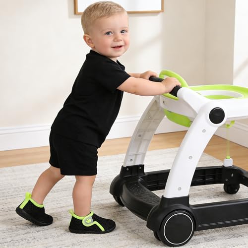 Image of FEETCITY Baby Boys Girls First Walking Shoes Infant Sneakers Crib Shoes Breathable Lightweight Slip On Shoes