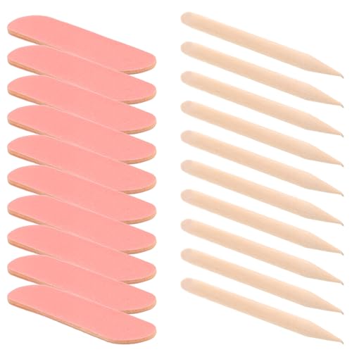 WOONEKY 50 Mini Limas para Uñas Desechables de Doble Cara 5 CM y Palitos de Madera 65 CM para Manicura Profesional Kit Compacto de Limas y Pulidores para Uñas Naturales y Acrílicas