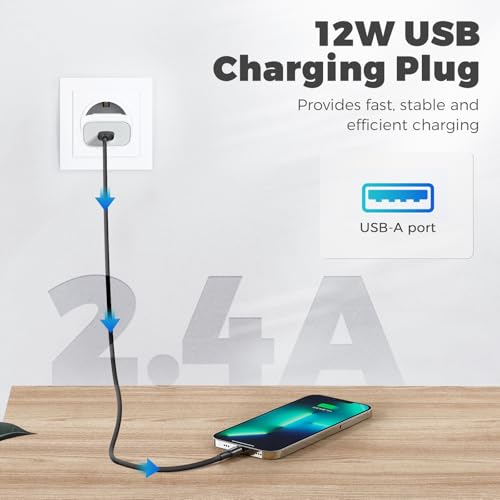 4-Pack 12W Cargador Enchufe USB, 5V/2.4A Carregador USB Cargador Movil, USB Charger Enchufe Cargador Compatible iPhone Samsung Huawei Xiaomi LG - Imagen 5