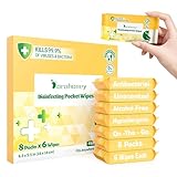 Dorahoney Mini Antibacterial Wet Wipes Travel Size, Pocket Hand Wipes, Alcohol Free, Hypoallergenic for Adults & Kids, Travel Essentials Small Pack Multipurpose Cleaning Wipes 8 Pack (48 Wipes Total)