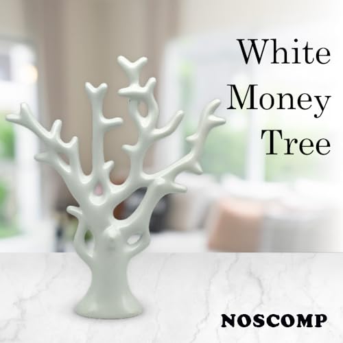 Image of NOSCOMP Home Decor White Fortune Tree Statue Ceramic Figures Showpieces for Home Decor - White