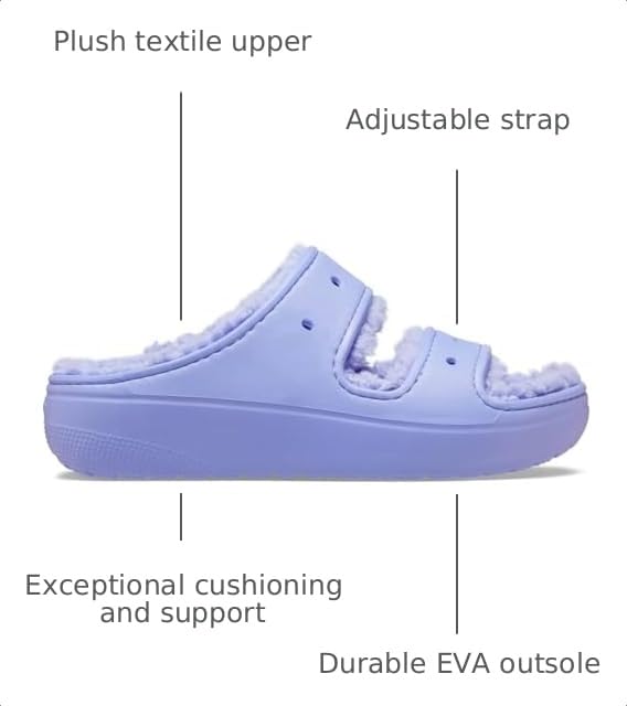 Image of Crocs Unisex-Adult Classic Cozzzy Sandals, Fuzzy Slippers and Slides, Digital Violet, 14 Men /16 Women