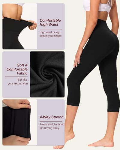 Image of TNNZEET High Waisted Leggings for Women - No See Through Tummy Control Cycling Workout Yoga Pants with Pockets Reg & Plus