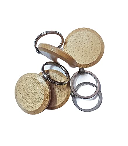 Image of Empty Wooden Keychains, Laser Engravable, Printable & Writable, Pack of 10 Assorted Shapes, 5cm x 3cm