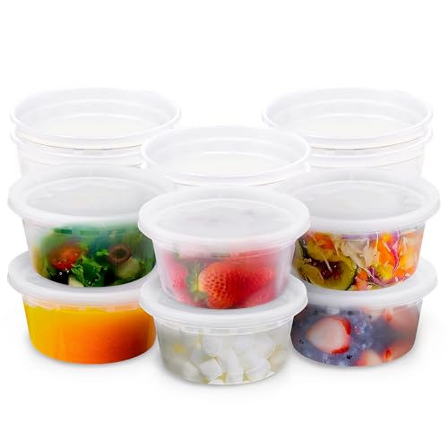 8oz Deli Food Containers with Lids for Leftovers & Storage, 12 Units