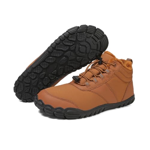 Image of Men's Women's Winter Barefoot Hiking Boots, Slip On Warm Zero Drop Snow Boots, Wide Toe Box Booties, Waterproof Shoes Sneakers Hike Shoes for Hiking Walking Outdoor Unisex