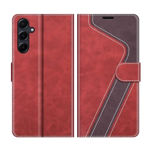 MOBESV Phone Cover For Samsung Galaxy A55 5G, Flip Wallet Case for Samsung Galaxy A55 5G Phone Case, Red/Dark Purple