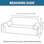 H.VERSAILTEX 1 Peice Stretch Velvet Sofa Covers for 3 Cushion Couch Covers Sofa Slipcovers Furniture Protector Soft, Crafted from Thick Comfy Rich Velour (Sofa 72"-90", Oatmeal) - Image 2