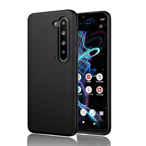 Image of AQUOSSH-51A Case, Silicone, Shockproof, Anti-Slip, Smartphone Case, Scratch Prevention, Ultra Lightweight, Matte Texture, Anti-Fingerprint, Lens Protection, Wireless Charging AQUOSR5G Cover (Black)