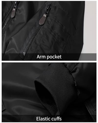 Image of PEGENO Men's Lightweight Bomber Jacket Windproof Jacket Waterproof Nylon Fabric