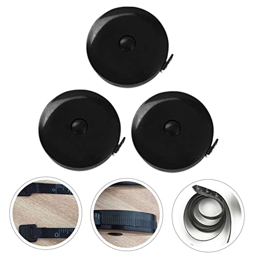 VILLCASE 3 Pecas Fita Retrátil Preta Acessórios De Teste De Comprimento Fita Métrica Corporal Fita M