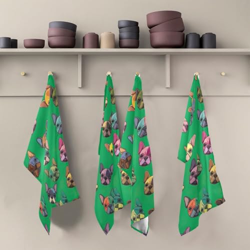 Torchons Cute Dogs en polyester vert vif de 71x45,7 cm lot de 6