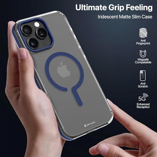 Image of eller sante Apex Magpro Back Cover Case for iPhone 16 Pro Max Scratch Resistant Camera Screen Protector TPU Shockproof 10ft Drop Protection Support Mag-Safe Wireless Charging- Blue