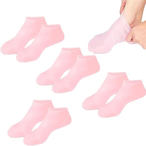 Miniatura 10 de BASICGOLDYAO 4 pares de calcetines hidratantes de silicona para mujer, calcetines de pedicura de silicona para el cuidado de los pies, calcetines