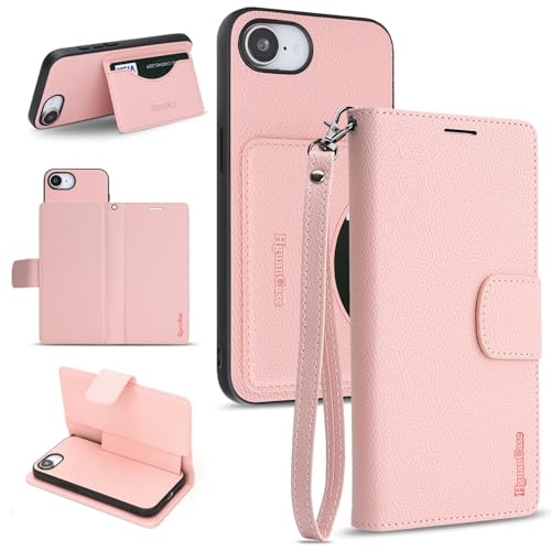 2in1 RFID �X�g���b�v�t�� iPhone 17e / 16e �p �P�[�X �蒠�^ PU���U�[ �J�[�h���[ 5�� �J�����ی� �ϏՌ� �}�O�l�b�g �A�C�t�H�� �J�o�[ (�s���N)