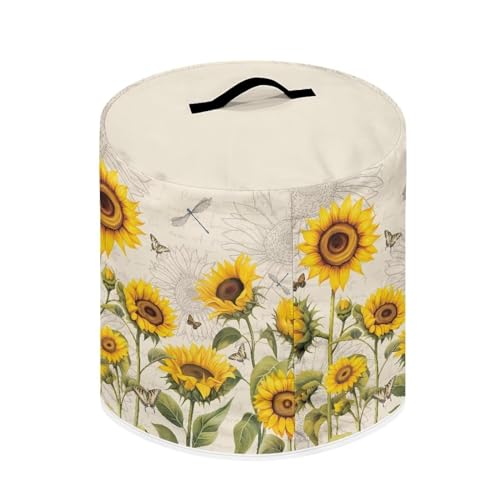 Image of Sunflower Dragonfly Kitchen Utensils Dust Cover Vintage Practical Protective Cover Handheld Convenient Air Fryer Cover Ideal for Taking on Spring Trips Accessories Decorations for 8 Quart