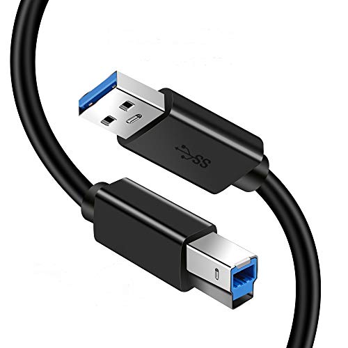 USB 3.0 A Mannelijk naar B Mannelijke Kabel, KUYiA USB3.0 Printerkabel 1.8M, Super Speed 5Gbps Scanner Cord voor HP, Canon, Lexmark, Epson, Dell, Xerox, Samsung enz. (zwart-6 voet)