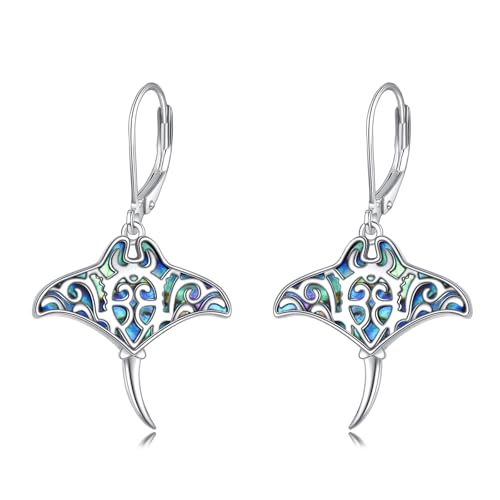 Manta/Wing/Lotus Earrings for Women Sterling Silver Manta/Wing/Lotus Earrings Ocean Jewelry Gifts for Women