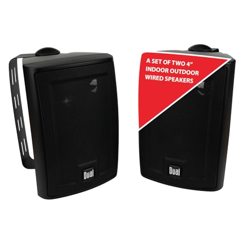 Dual Electronics LU43PB 4" 3-Way High Performance Outdoor Indoor Wired Speakers | Effortless Set Up | Home, Pool, Patio, Garage Use | Weather & UV Resistant | Expansive Stereo Sound Coverage | Black by Dual Electronics - Used condition - US$50.59