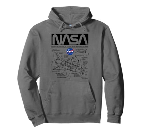 Image of NASA Space Shuttle Schematic Worm and Insignia Logo Pullover Hoodie
