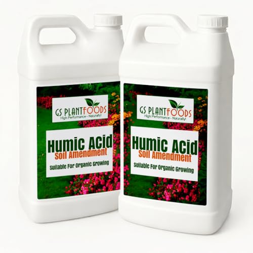 GS Plant Foods Humic Acid Soil Amendment – Leonardite-Derived Liquid Concentrate for Improved Soil Structure &amp; Nutrient Availability – OMRI Listed for Organic Use – 5 Gallons (2 x 2.5 gl containers)