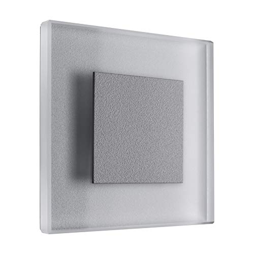 Preisvergleich Produktbild MeerkatSysteme SunLED STERN - LED Treppenbeleuchtung 230V 1W Echtes Glas Treppenlicht mit Unterputzdose Stuffenlicht Wandeinbauleuchte (ALU: Silbergrau; LICHT: Warmweiß, 1 Stück)