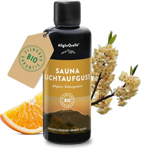 AllgäuQuelle® Saunaduft Aufguss mit [100% Bio Öle] verschiedene Düfte - Das Saunaöl Konzentrat für echte Sauna Fans (100 ml (1er Pack), Lichtaufguss)