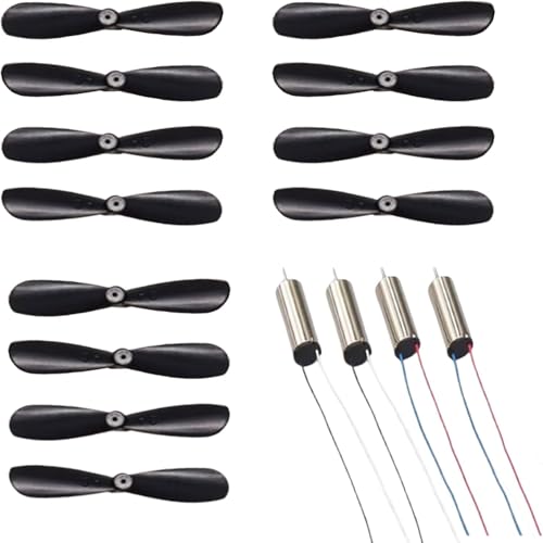 Image of High-Speed Metal DC 3.7V Micro Coreless Motor Set with Propellers for Mini Drones, Clockwise and Anticlockwise Rotation (4 Motors + 12 Props)