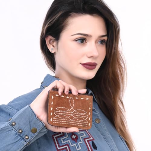 American Darling ADBG1655 Card-Holder Suede Genuine Western Leather Women and Men Zipper Pocket2
