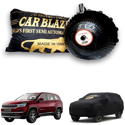 Image of CARBLAZER Portable & Semi-Automatic Full Body Car Covers: Heavy Duty Device| Anti-Theft| Dust & Scratch Proof | Water & Wind Resistant|Custom Fit| Dual-Side Cover, Compatible for Jeep Meridian