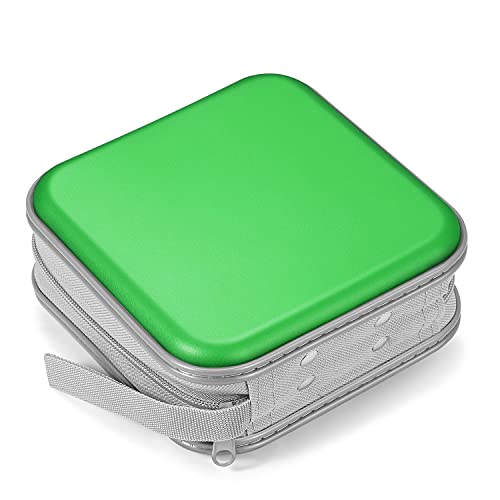 Tnp Cd Case Holder Organizer, Dvd Holder For Car, 40 Capacity Disc Holder, Portable Hard Shell Dvd Wallet, Small Dvd Case Holder Organizer, Video Game Storage, Zippered Cd Book Holder (Green) #TOP3