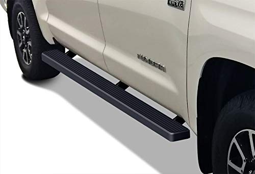 APS iBoard (Black Powder Coated 4 inches) Running Boards Nerf Bars Side Steps Step Rails Compatible with Toyota Tundra 2007-2021 CrewMax