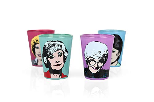 JUST FUNKY Golden Girls Character Shot Glasses - Unique Collectible 4-Piece 2oz Glass Set - Perfect for Game Night, Bachelor/Bachelorette Party Favor, College Graduation - Funny Birthday, Mom