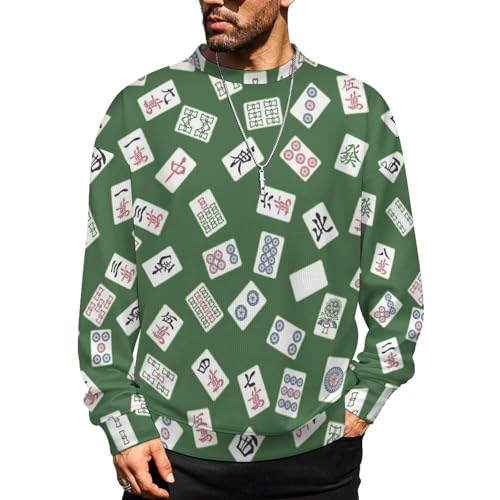 MoBlinko Mahjong Mens Sweater Crewneck Sweater XL Lightweight Sweaters for Men Long Sleeve Pullover