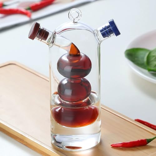 WINAKUI Olive Oil and Vinegar Dispenser Bottle Set, 2 in 1 Glass Olive Oil Dispenser Bottles Cruet, Balsamic Vinegar Dispenser Containers for Kitchen by WINAKUI - Used condition - Image 6